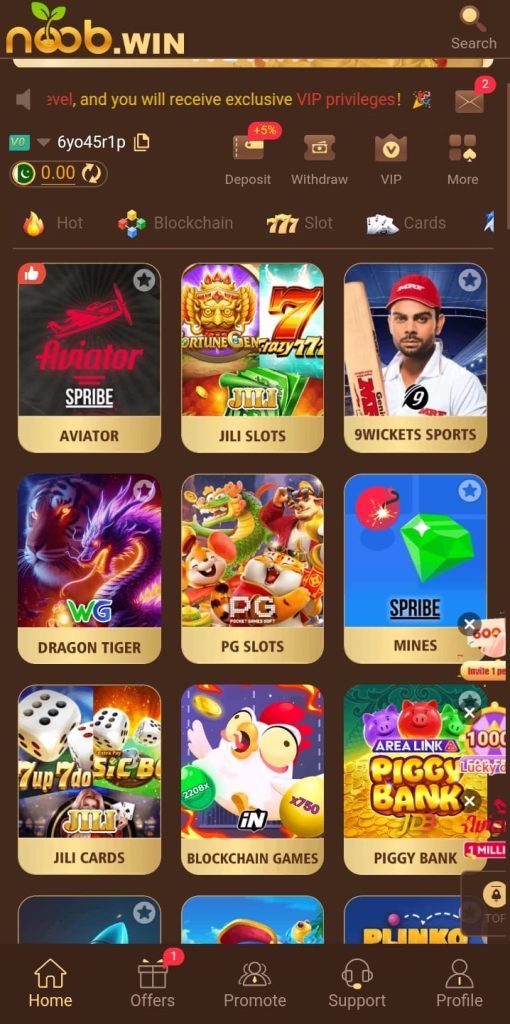Other earning games for entertainment on Noob Win APK